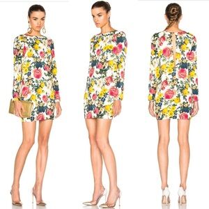 Fausto Puglisi Floral Long Sleeve Mini Dress Size IT 40 (US 4 / Small)